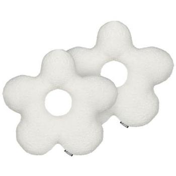 Conjunto de 2 cojines decorativos 40 x 40 cm en tela afelpada blanca con forma de flor y relleno suave