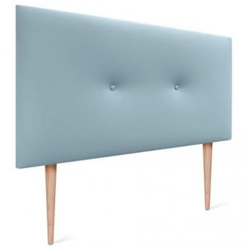 Cabecero de Polipiel Acolchado Liso con Botones y Patas 95x105cm en Celeste para Camas 80/90 - Diseño Moderno y Elegante