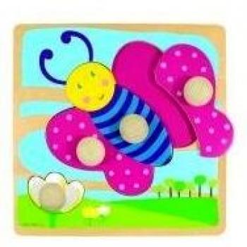 Diset Goula - Puzzle Mariposa, 4 Piezas de Madera 53065