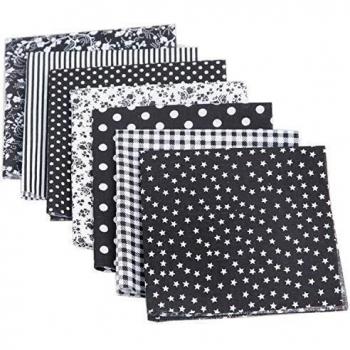 Travistar 7 Piezas 50 x 50cm Tela de Algodón Patchwork Paquete de Tela de Flores patrón Floral de Costura de Material Textil Manualidades Retales Algodón para Coser DIY Bricolaje, Negro