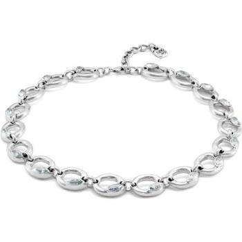 UNO de 50 Silver Shade Oval Link Necklace with Faceted Crystals