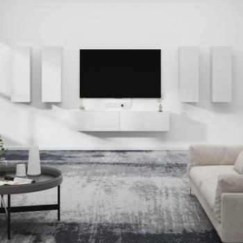 vidaXL Set de muebles para TV 6 piezas madera contrachapada blanco 30.5 x 30 x 90 cm Mueble de Salon Mueble TV Mueble Televisor Mesa de TV