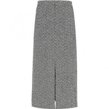 Self-Portrait Herringbone Midi Skirt - Gray - Size: S