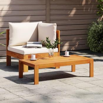 Sofá de jardín 2 piezas con cojines de madera maciza de Acacia Marrón Vidaxl