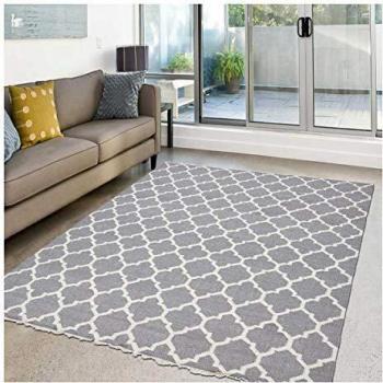 Alfombra Kilim Hecha a Mano en Lana Gris 170x240 Patrón Escandinavo Exclusiva BAË DÉCO