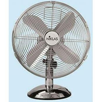 Ventilador de Mesa Niklas Newage Cromado 50W - 3 Velocidades y Diseño en Acero