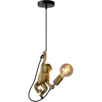 Lámpara colgante Lucide Extravaganza Chimp, dorado mate/negro, material plástico, 1xe27, negro