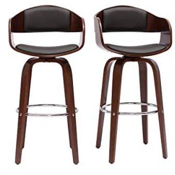 Taburete de cocina vintage giro 360° nogal 67 cm GAO
