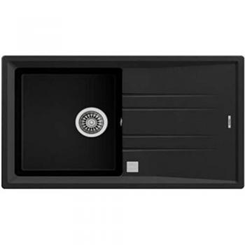 Fregadero Teka Stone 50 B-TG 1C 1E en Color Negro, Modelo 115330022, Reversible