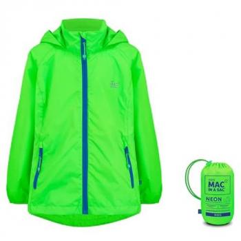 Neon Green Mini Packable Waterproof Jacket for Kids (2-4 Years)