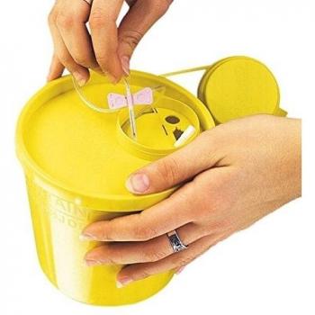 Servoprax i9 0117 Servo Box basura sistemas para jeringuillas y cánulas, medio Type, 1700 mL Volumen, 15,5 cm de altura, diámetro de 13,5 cm superior/11,0 cm inferior, Amarillo