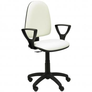 Silla de oficina Ayna similpiel antibacterias blanco con brazos fijos