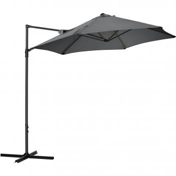 Sombrilla de jardín Outsunny rotación 360 gris oscuro Ø2,56x2,45 m