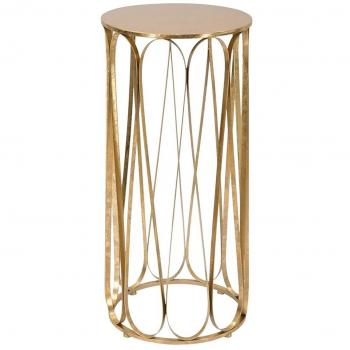 Mesa redonda de metal dorado con tapa dorada Ø 37x81 cm modelo Venice
