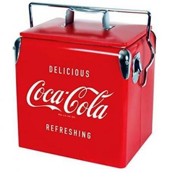 Coca - Cola Retro Ice Chest Cooler with Bottle Opener 13 Litre /14 Quart, Red, Vintage Style Ice Bucket for Camping, Beach, Picnic, RV, BBQs, Fishing, Other