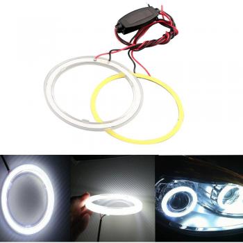 Grandview 1 Par Blanco 70MM 60SMD COB LED Faros Delanteros Angel Eyes Bulbos Halo Anillo Lámpara DRL con La Cubierta del Reflector de Corriente Constante 9-30V