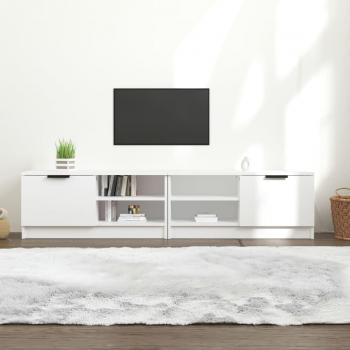 Mueble TV 2 piezas madera contrachapada blanco 80x35x36,5 cm