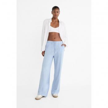 Sky Blue Flowy Linen Trousers XS