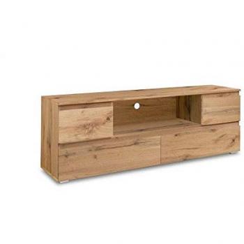 Mueble de TV Savona 160 cm, color madera, dimensiones: 160 x 55 x 40 cm, con almacenamiento para HiFi y televisión