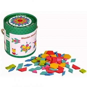 Lelin Juego de 250 Piezas Mosaico, diseño clásico para el Desarrollo de Bloques de Madera, Color Multicolor.