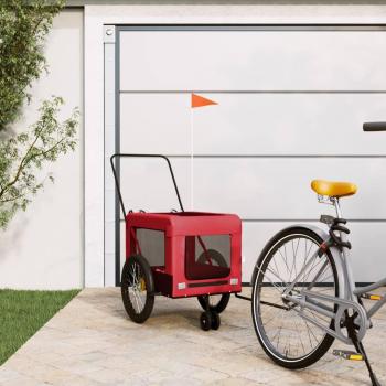 vidaXL Remolque de bicicleta para mascotas en hierro con tela Oxford en color rojo y negro