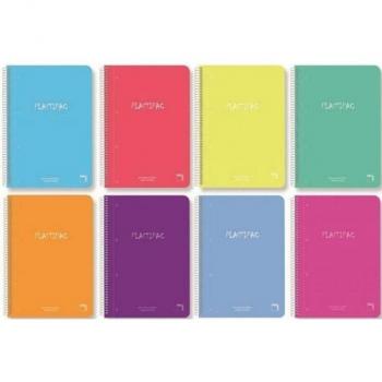 Paquete de 4 Cuadernos Espiral A4 100 Hojas 90g/m² Cuadrícula 5x5 con Greca Microperforado Tapas de Polipropileno Plastipac -