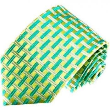 Lorenzo Cana - Corbata - Cuadrados - para hombre Verde limón