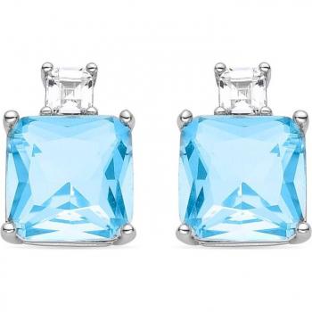 Pendientes Bashu Atelier de Plata de Ley 925 con Circonita Aguamarina y baño de rodio