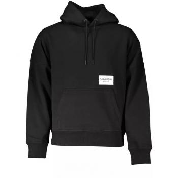 Calvin Klein Men's Elegant Black Cotton Blend Hoodie with Print - XXL