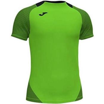 Joma Essential II Camisetas Equip. M/C, Hombre, Verde flúor-Negro, L