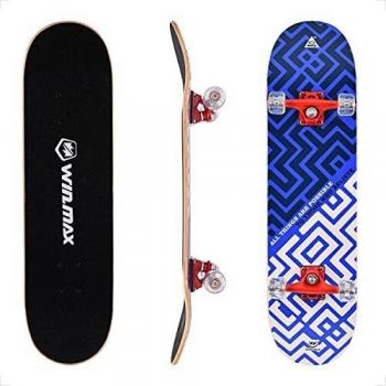 WIN.MAX Completo Skateboard para Principiantes 31x8 7 Capas Monopatín de Madera de Arce con rodamientos ABEC-7 Tabla de Skateboard