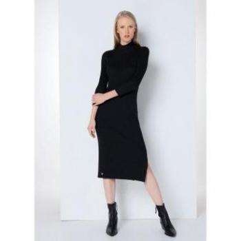 Vestido de Punto Midi Negro para Mujer de Lois Jeans