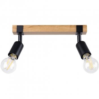 Foco de techo moderno Sollux Zuca 2x E27, madera, negro