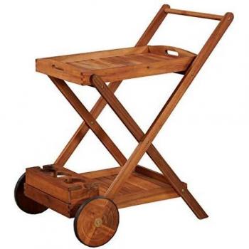 vidaXL Madera Acacia Maciza Carrito de Té Bebidas Café Tetera Merienda Comedor