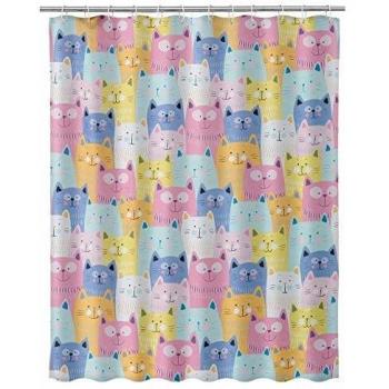 CORTINA BAÑO GATOS POLIESTER