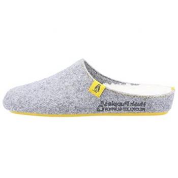 Eco-Friendly Grey Mule Slippers for Women - 90% Recycled RPET Polyester, Size UK 7