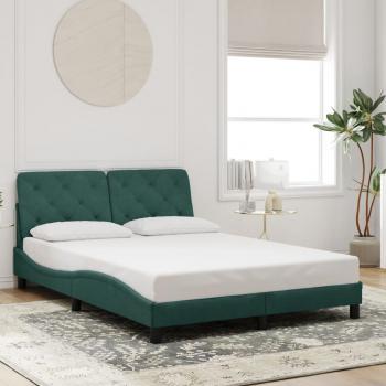 Estructura de Cama con Cabecero en Terciopelo Verde Oscuro 120x200 cm