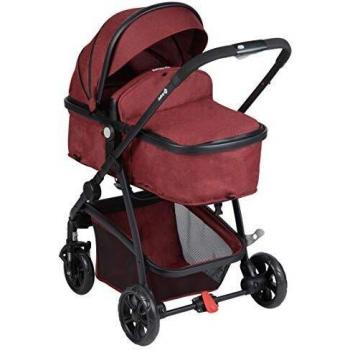 Safety 1st Hello 2 en 1 Silla de Paseo Convertible en Capazo, Silla reversible y reclinable, plegable compacto, Carrito bebé 0-3,5 años, burbuja de lluvia, Red Chic