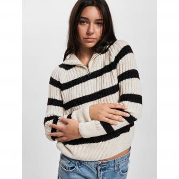 Only Leise Freya LS Zip High Neck Knit Sweater - Women's XS to L - White/Black