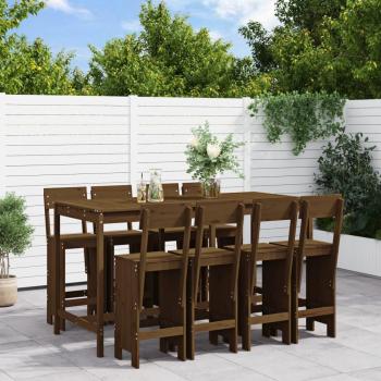Set de jardín 9 piezas ámbar madera maciza de pino