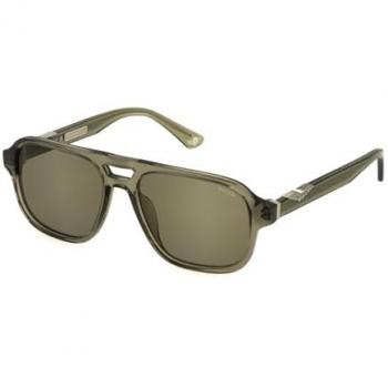 Police Men's Sunglasses SPLL83 Shiny Transparent Green 56MM CAT2
