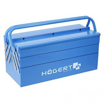 Maletín herramientas Hogert Technik HT7G077, 5 compartimentos, metal, diseño robusto y portátil