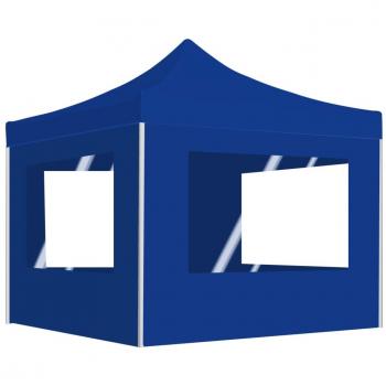 Carpa plegable profesional con paredes de aluminio azul 2x2 m