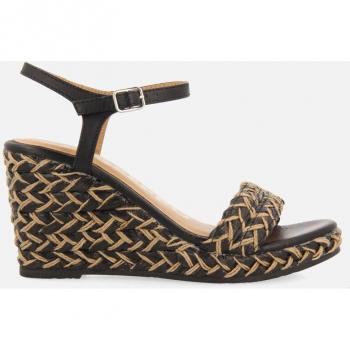 Sandalias de cuña de mujer bicolor con trenzados y cuerda