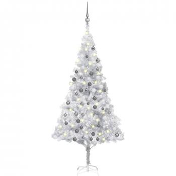 Árbol de Navidad preiluminado con bolas de plata PET de 180 cm