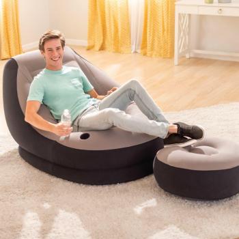 Sillón inflable Intex Ultra Lounge Relax con puf gris