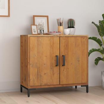 Aparador de madera maciza de pino reciclada marrón 75x35x70 cm