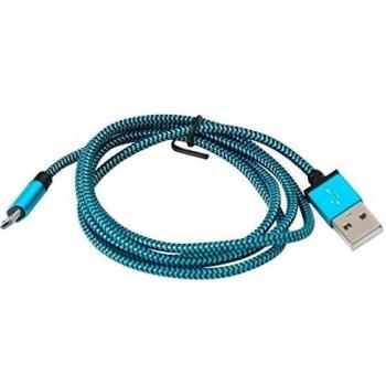 PLATINET CABLE TELA microUSB-USB 1M CAJA AZUL