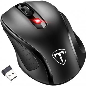 Patuoxun-2.4G ratón inalámbrico con nano receptor, 6botones, 15meses de duración de la batería, 2400DPI 5niveles de ajustable-Nero
