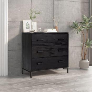 vidaXL Chest of Drawers - Black, 75x35x70 cm, Solid Pinewood